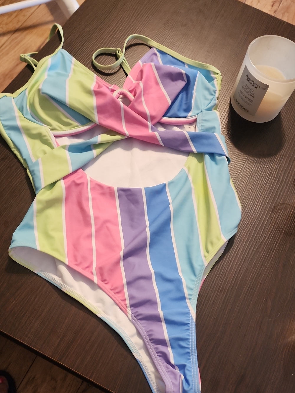 Colorblock Pastel Stripe One-Piece Swimsuit - Women's Swim